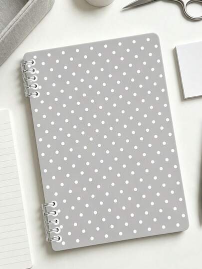 Campus Style Minimalist Polka Dot Notebook, Ins Grey And White Color Scheme Dot Cover Student Writing Office Record Diary - Autumn/Winter Grey Polka Dot Notebook, Ideal Choice For Back To School Supplies, Learning Supplies - Perfect Gift For Students - Exquisite Storage And Planning Notebook, Decorated With Polka Dot Theme - Very Suitable For Daily Use And Organization, Back To School Supplies, College Essentials, Back To Campus