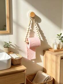 1/2pc No-Drill Wall-Mounted Rope Woven Toilet Paper Holder, Kitchen Wall-Mounted Paper Towel Rack With Hook, Modern Home Fashion Bathroom Accessory, Woven Toilet Paper Holder, Bohemian Style Rope Art, Hanging Paper Towel Holder - Multicolor - View 2