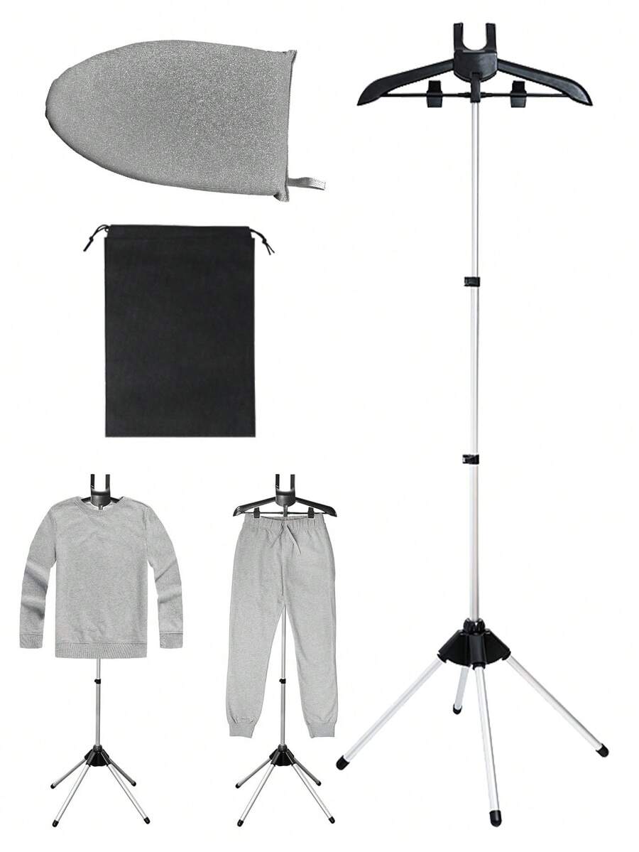 Vertical Home Steamer Stand, Ironing Storage Set, Includes Steamer Rack, Handheld Ironing Board, Clothes Brush And Storage Bag, Handheld Ironing Independent Support Stand, Foldable Floor Standing