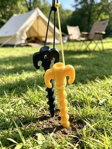 2PCS.4PCS Outdoor Camping Tent Accessories Set, Lightweight Screw-Type Tent Stakes, Windproof Guy Ropes, Suitable For Tents, Awnings, Beach Camping, Hiking - Multicolor - View 7