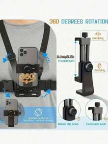 Chest Camera Mount, Action Camera Mount, Phone Mount, First-Person Perspective Shooting, Head-Mounted Phone Strap With Chest Back Strap Mount, Adjustable, Universal Fit For Phones And Cameras, Suitable For Outdoor Cycling And Off-Roading Fixed Mount - Chest Bag Style - View 8