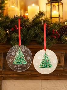 Custom Christmas Tree Tag Ornament, Personalized Holiday Hanging Decor, Festive Xmas Tree Pendant, Customized Family Name Keepsake, Customizable Home Decoration, Winter Party Decor, Secret Santa Gift, Christmas Gift, Christmas Decorations, Couples - Style a - View 6