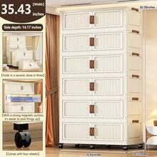 2/3/4/5-Tier 35.43-Inch Wide & Thickened Wardrobe With Wheels, Foldable Storage Cabinet, Multi-Functional Portable Modular Storage Box With Lid, Large Capacity Foldable Storage Trunk With Doors, Suitable For Bedroom Quilt And Clothing Storage. - Solid Color - View 17