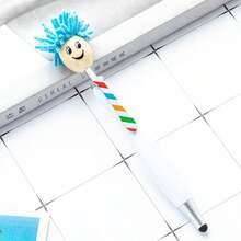 Cute Doll Smiling Face Rainbow Bowtie Ballpoint Pen, Multi-Color Touch Screen Pen, Creative Office & Study Gift, Random Color - A - View 5