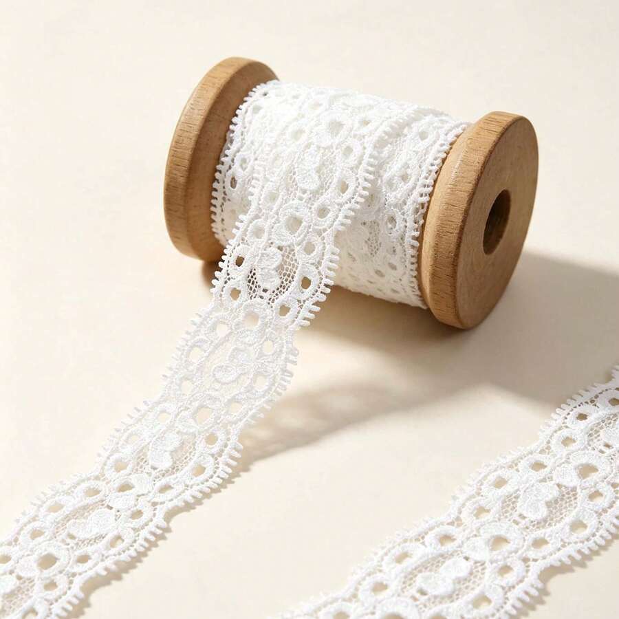 5/10 Yards White Elastic Lace Trim, 2.6cm Floral Elastic Lace Ribbon, Suitable For Clothing Sewing, Wedding Dress, Handmade Decoration And Handmade Accessories - TX366 - View 1