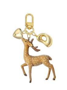 Flocked Animal Pendant, Heart Letter Deer Bag Charm, Journey Atmosphere Y2K Retro Car Hanging Keychain Gift, Flocked Plum Deer Pendant, Beautiful And Practical, Bag Accessory, Symbolizing Good Luck, Birthday Gift, Valentine's Day Gift, Teacher's Day Gift, Back To School Gift, Christmas Gift, Ideal Choice For Women And Girls - Multicolor - View 12