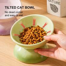1pc Ceramic Gradient Cat Bowl, Gradient Color Pet Food Bowl With Non-Slip Base, Easy To Clean Shallow Wide Rim Pet Bowl Suitable For Cats And Kittens, Cute Cat Supplies Accessories Gift - Multicolor - View 7