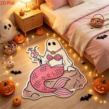 1pc Halloween Ghost Mermaid Alien Doormat, Decorative Rug, Floor Mat, Carpet, Living Room Rug, Bedroom Rug, Halloween Carpet - Multicolor - View 5