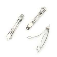50pcs DIY Regular Minimalist Spring Hair Clips - Silver - View 1