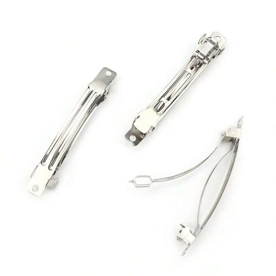 50pcs DIY Regular Minimalist Spring Hair Clips - Silver - View 1
