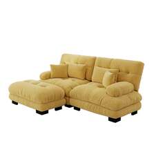 Sofa Yellow Made Of Chenille For Living Room - 黃色 2 人座 - 查看 4