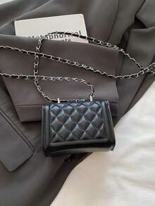 2026 Mini Women's Bag, Spring/Summer New Style, Fashionable Quilted Chain Crossbody Shoulder Bag, Small Square Purse For Travel - Black - View 10