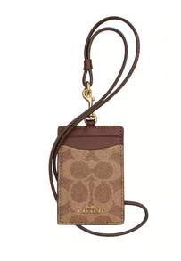 Coach ID Lanyard Badge Holder Vertical ID Card Holder Ultra-Thin Card Case For Office School Travel - Brown - View 3