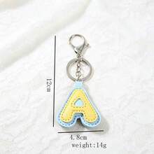 1pc Back To School Daily Dopamine Dual-Color PU Leather Letter Keychain, Full 26 Letters Lobster Clasp Backpack Pendant - Multicolor - View 11