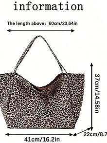 Vintage Leopard Print Handbag, Soft Large Capacity Shoulder Bag, Casual American Street Style Leopard Print Handbag, Versatile Daily Travel Shoulder Bag - Brown - View 5