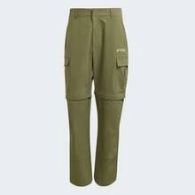 Adidas Spring/Autumn Men's Outdoor Cargo Pants, Detachable Shorts 2-In-1 Long Pants, Loose Fit Sports Casual Pants JD3485 - Rock Grey Olive Green - View 2
