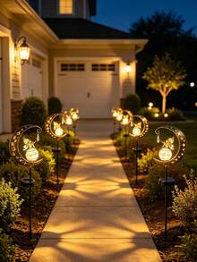 Solar Powered Moon Fairy Garden Stake Light, Outdoor Decorative Light, Garden Lawn Grass Stake Light, Waterproof Solar Light Lawn Decoration, Garden Decoration Flower Bed Light Suitable For Backyard Flower Bed, Romantic Yard Night Scene Ornament, Unique Outdoor Decoration Gift - Moon Fairy Garden Stake Light - View 2