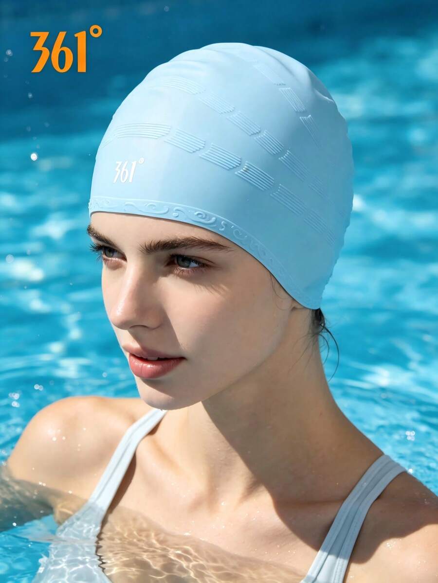 361degree 1pc 361° Ear Protection Waterproof Textured Silicone Swim Cap, High Elasticity Anti-Slip Full Coverage Long Hair Swimming Cap, Unisex Adult Comfortable Bath Cap, Suitable For Pool Swimming, Beach Surfing And Water Sports - Multicolor - View 1