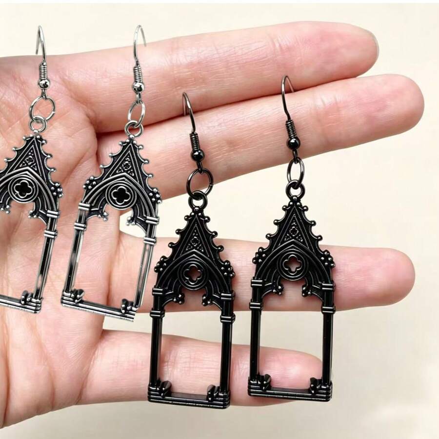 2pcs/Set Gothic Vintage Hollow Out Castle Church Charms Pendant Designer Charms Fit Jewelry Making DIY Earring Jewelry Findings - Vintage Earrings - View 1