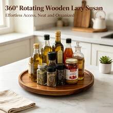 360° Rotating Round Wooden Turntable, Multi-Functional Kitchen Countertop, Cabinet And Bathroom Spice Storage Tray, Easy To Clean, Ideal Gift For Father's Day, Housewarming And Birthday - View 8
