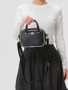 Adidas Clover Mini Bowling Bag Unisex Handheld Crossbody Casual Shoulder Bag 22cm*16cm*7cm - Black and White - View 7
