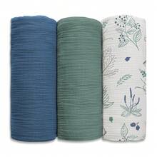 3pcs/Set Fine Cotton Swaddle Blankets, Breathable Soft Baby Wrap Blankets, Swaddle Cloth Burp Cloth, Essential Baby Baptism Supplies, Toddler Gift - Multicolor - View 15