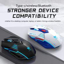 T-WOLF 3-Mode Gaming Mouse, Lightweight, Illuminated, Mechanical, Silent, Wireless, Bluetooth, Office, Home, LED Light Mouse - View 5
