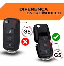 Chave Automotiva Retrátil Compatível com VW Gol G5 Voyage Polo Golf 3 Botões com Chip T42C - A - Visão 4