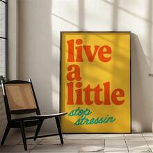 1pc Vintage Poster With A Striking 70S Quote, Showcasing A Vibrant Yellow Abstract Font On Canvas. This Unique And Artistic Decoration Is Ideal For Enhancing The Aesthetic Of Your Bedroom And Living Room, Bathrooms Living Room Decor Optional Frame - Multicolor - View 2