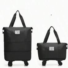 1 Large Capacity Foldable Travel Storage Bag, Durable Nylon Material, Black, Multi-Functional Portable, With Wheels, Suitable For Outdoor Travel, Meets Aircraft Overhead Bin Requirements - A - View 16