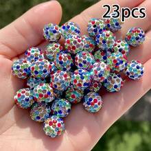 23 10mm Polymer Clay Rhinestone Beads, Sparkling Fancy Diamond Beads, For DIY Products Such As Bracelets, Necklaces, And Keychains. - 23pcs - View 15