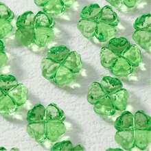 20Pcs Transparent Faceted Four Leaf Clover Acrylic Beads, Green Clover Spacer Beads For DIY Bracelet Necklace Jewelry Making - Green - View 4