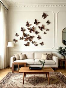 3D Leopard Print Butterfly Wall Sticker, Self-Adhesive Brown Leopard Spot Butterfly Decal, Magnetic Fridge Magnet, DIY Art Decor, Suitable For Living Room, Bedroom, Kitchen, Office - Various - View 4