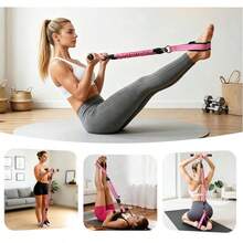 3 PiecesResistance Band Set With Hand Grips & Foot Pedals, Adjustable Tubular Foot Pedal Sit-Up Trainer, Portable Full-Body Workout Equipment For Abs, Arms, Legs, Waist Training & Core Pilates - Pink - View 5