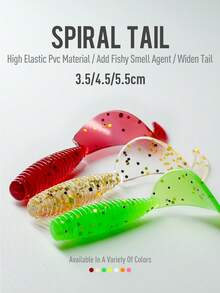KINGDOM Curly Tail Soft Bait 35mm 45mm 55mm PVC Worm Fishing Lure Sinking Soft Plastic Grub Bait Fish Scent Flexible Tail Bass Lure For Freshwater Fishing Texas Rig Jig Head - Multicolor - View 2