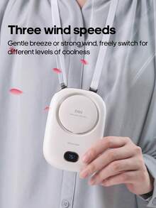 kinscoter 1件裝 1800mAh 可充電迷你便攜風扇，露營海灘旅行配件，返校戶外夏季冷卻風扇，手持掛頸腰夾式個人風扇 - 白色 - 查看 5
