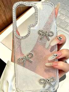 Pure Android Version Shiny Transparent Bow Phone Case - Transparent - View 2