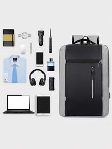 Men's Business Laptop Backpack, USB Charging Port, Commuter Casual Travel School Bag, Minimalist Large Capacity, Gift, Anti-Theft, TSA Friendly - Multicolor - View 9