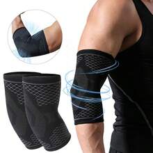 2pcs Breathable Elbow Compression Sleeve, Tennis Elbow Arm Support, Suitable For Basketball, Cycling, Tennis, Badminton, Running And Outdoor Sports - Black - View 2