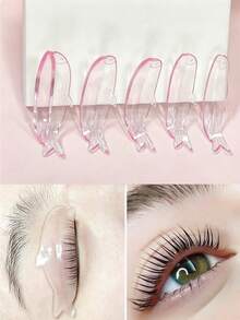 FAMOREYA 10 PCS Lash Lift Pads, 5 Pairs Ultra Soft No Glue Eyelash Lifting Shield, Self Sticky Lash Lift Rods, Easy To Clean, Reusable, Jelly Texture, Enhance Eyelash Clumping, Suitable For Different Eyelash Lengths - Pink - View 1