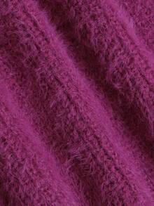 NiceArt Women's Vintage Fluffy Knit Cardigan Sweater, Long Sleeve Front Button Elegant Knit Jacket, Autumn Outfit, Daily Office, Halloween - Burgundy - View 4