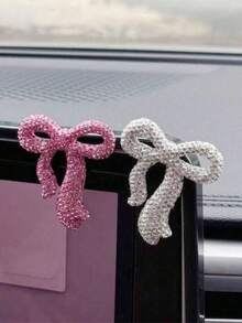 New Release Ceramic Clay Rhinestone Bow Car Interior Sticker Decor DIY Goddess Ins Perfect Gift - Multicolor - View 11