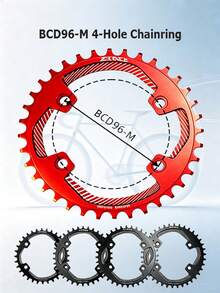 ZRACE BCD96-M MTB Asymmetric Chainring 32T 34T 36T 38T Black Red 4-Hole BCD96 For Mountain Bike Crankset - Black - View 4