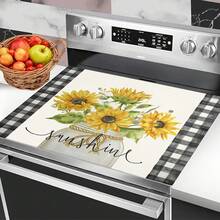 1pc Absorbent Drying Mat, Sunflower Kitchen Decor Coffee Machine Mat, Laundry Room Accessory Handmade Coffee Pot Drip Tray, Kitchen Floor Mat, Dining Table Mat, Kitchen Countertop Dish Drying Mat, Breakfast Mat, Heat-Resistant Drip Tray With Non-Slip Pad, Diatomaceous Earth Drip Tray, Stain Hiding, Super Absorbent Kitchen Drip Tray, Easy To Clean Dish Rack Mat, Perfect For Kitchen, Dining Table, Coffee Shop, Bar, Holiday, Party, Home Decor, Holiday Gift - Multicolor - View 1