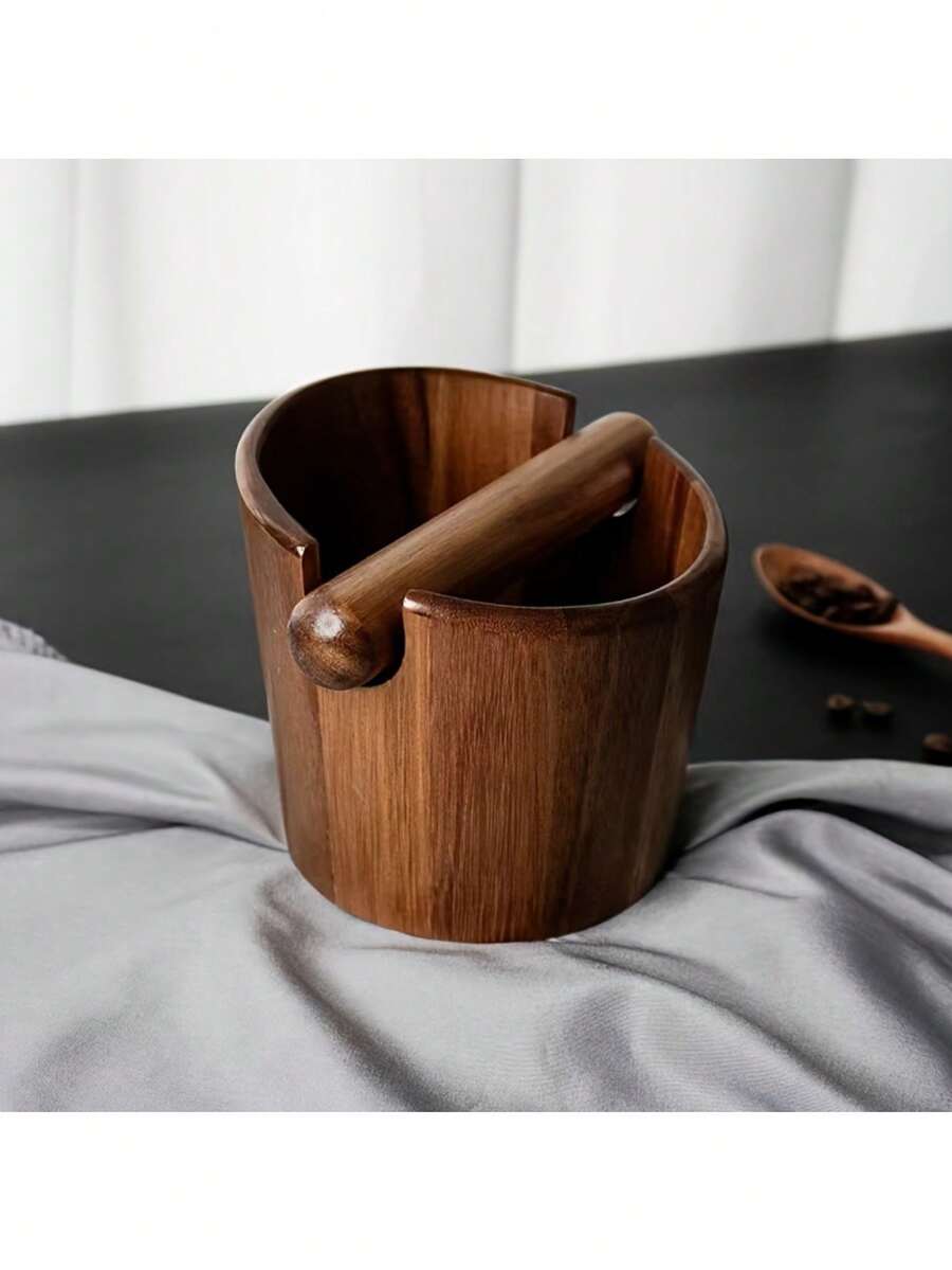 Coffee Knock Box Espresso Coffee Knock Box, Wooden Coffee Grounds Storage Box For Espresso Machine, Made Of Acacia Wood, Suitable For Coffee Bar Decor - Living Room Coffee Bar