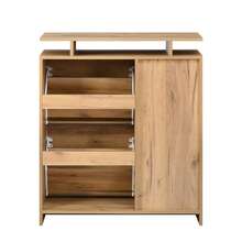 Hallway Coat Rack Set, Wall Coat Rack, Coat Rack Set With Shoe Bench And Shoe Cabinet, 1 Mirror, 4 Hooks, 5 Doors, Natural, W140 * D35 * H133 Cm, 140 X 35 X 133 Cm - Multicolor - View 6
