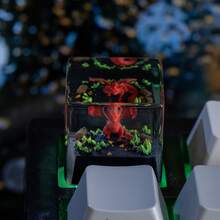 手工環氧樹脂噴火龍 3D 景觀工匠鍵帽,迷你神話獸叢林景觀客製化鍵帽,相容 MX 型開關電競機械鍵盤 - 查看 7