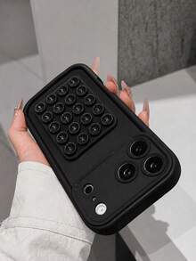 VRNOEI 1件極簡色塊矽膠吸盤手機殼，適用於 iPhone 17 11 12 13 14 15 16 17 18 Pro Max，防震全包覆相機保護殼，防刮防指紋，親膚觸感光滑 - 黑色 - 查看 3