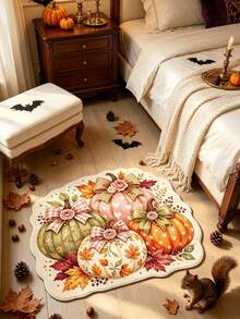1 pieza Alfombra decorativa con lazo de calabaza de 4 colores, decoración de dormitorio, alfombra pequeña, alfombra, decoración del hogar, alfombra de sala de estar, alfombra pequeña de sala de estar, alfombra de dormitorio, decoración del hogar de sala de estar, alfombra de exterior, alfombra lavable, regalo de temporada de graduación - Multicolor - Ver 3