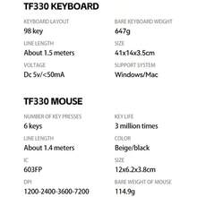 T-WOLF Set Keyboard dan Mouse Gaming, Keyboard dan Mouse Berkabel dengan Lampu Latar, Keyboard Kantor/Rumah Berkabel 98 Tombol dengan Blok Warna Kustomisasi Cetakan Pribadi, 6 Buah Mouse Multi-Warna - View 11